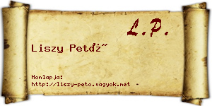 Liszy Pető névjegykártya